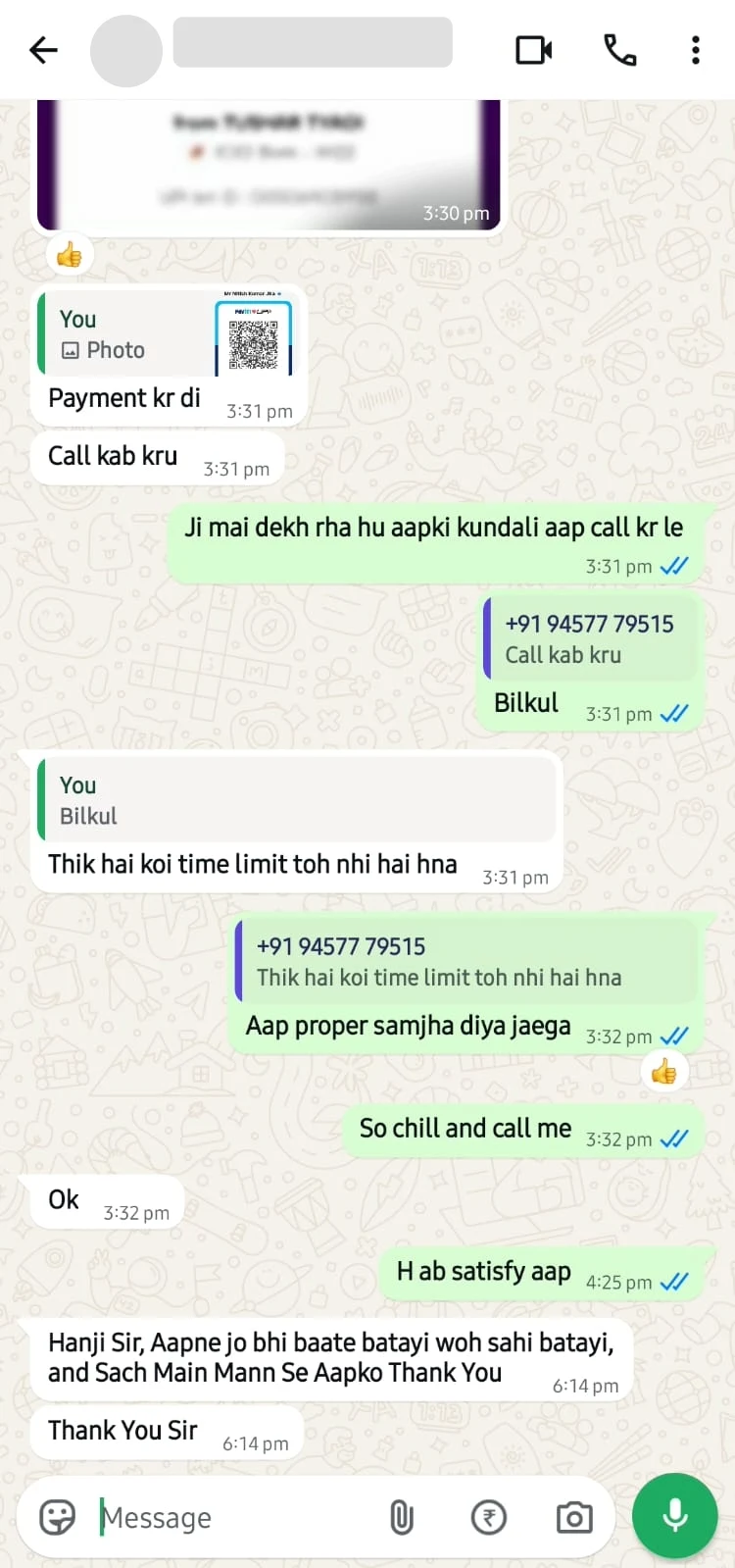 WhatsApp review from a client 2