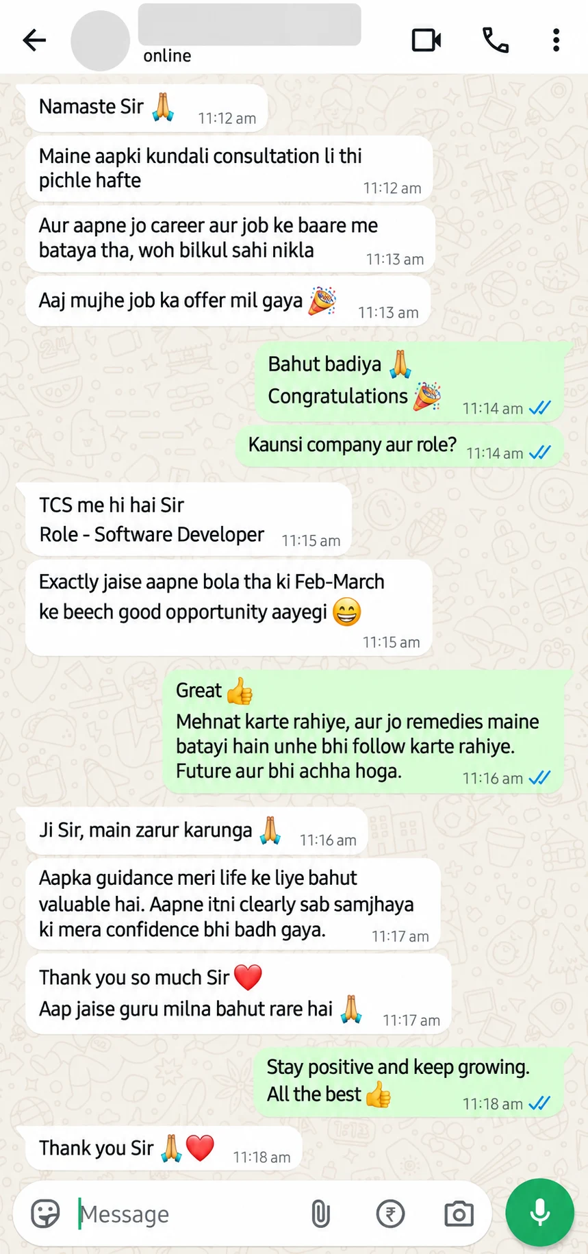 WhatsApp review from a client 5