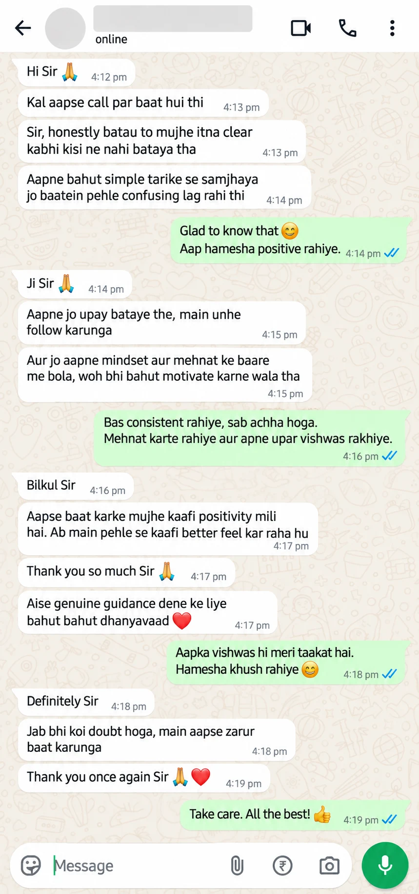 WhatsApp review from a client 1